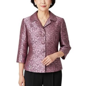 VTG 90s Dressbarn Pink Metallic Teardrop Jacquard Dress Jacket Blazer Sz S